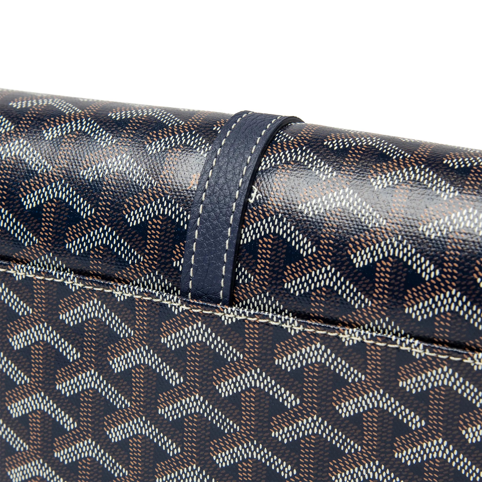 Upper View of Goyard Goyardine Belvedere II Navy PM Messenger Bag BELVE3PMLTY12CG12P